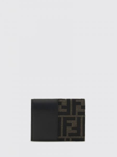 FENDI FF 자카드 패브릭 스냅 클로저 바이폴드 카드 홀더