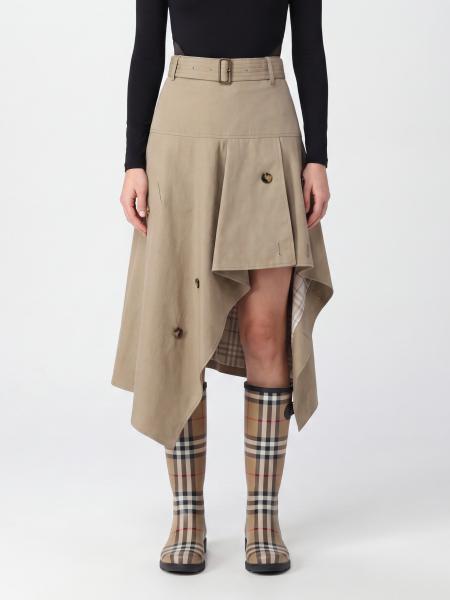Asymmetrical Cotton A-Line Midi Skirt Burberry with High Waist and Belt