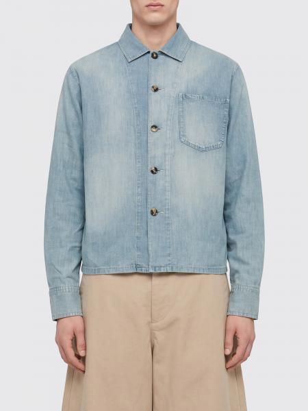 JW ANDERSON Lässiges Baumwoll-Denim-Hemd mit französischem Kragen und aufgesetzter Tasche