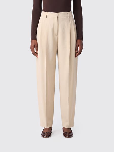 Pantaloni Tracy The Andamane a gamba larga in lana a vita alta