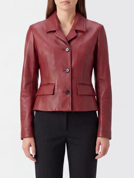 Slim Fit Single-Breasted Lambskin Leather Jacket Ferragamo with Lapels