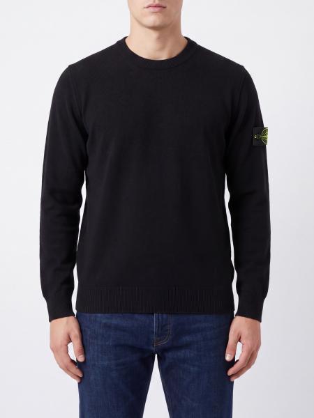 STONE ISLAND Compass 徽标贴饰初剪羊毛圆领毛衣