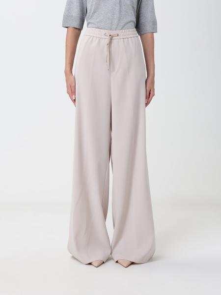 Pantaloni wide leg Herno in crêpe a vita alta con coulisse in vita