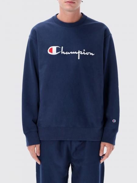 CHAMPION 대비되는 로고와 드롭 숄더 디자인의 코튼 크루넥 스웨트셔츠