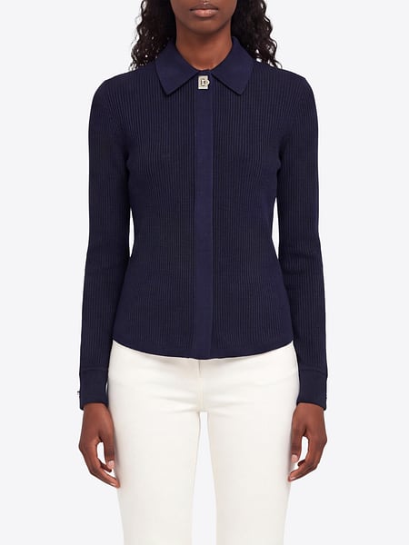 Ferragamo Slim Fit Long-Sleeved Viscose Blend Knit Top