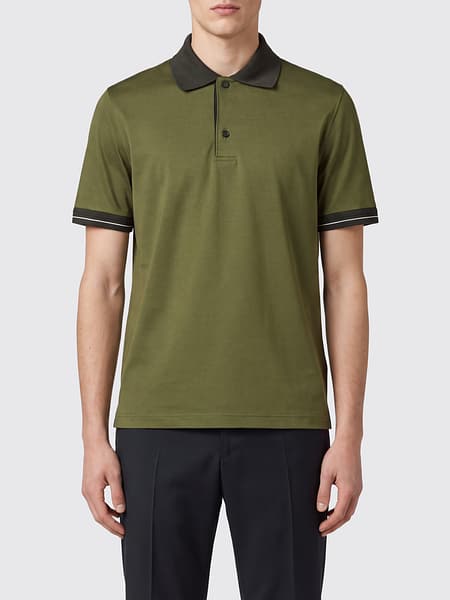Ferragamo Short-Sleeved Cotton Polo Shirt with Contrast Trim