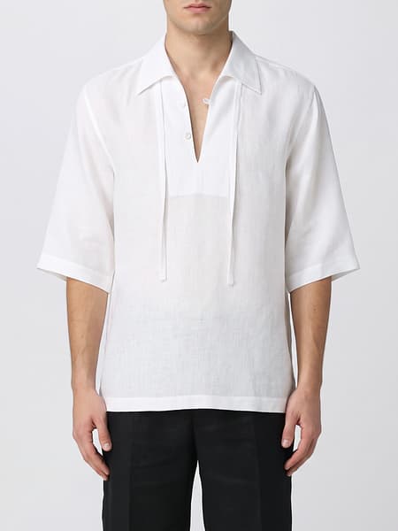 Dolce & Gabbana Short-Sleeved Linen Shirt with Classic Collar