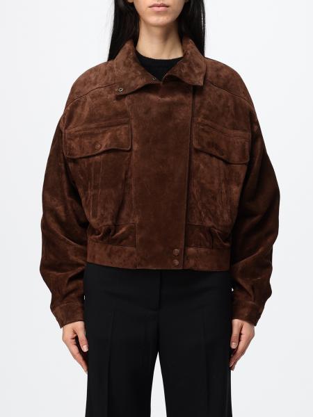 Saint Laurent Suede Leather Bomber Jacket with Patch Pockets