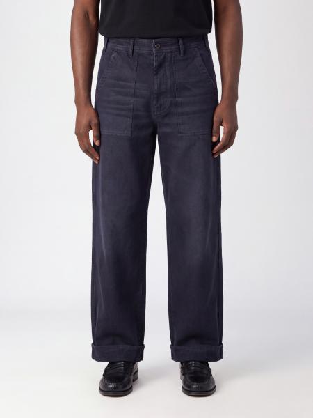 Wide Leg Acne Studios Trousers in Organic Cotton Twill with a Worn-Out Effect