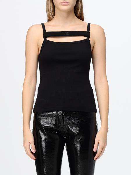 Courrèges Ribbed Cotton Jersey Top with Square Neckline