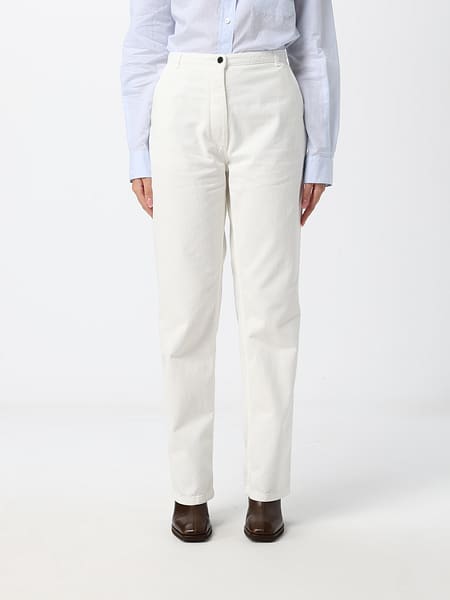 High-Waisted Straight-Leg Cotton Trousers THE ROW with Pockets