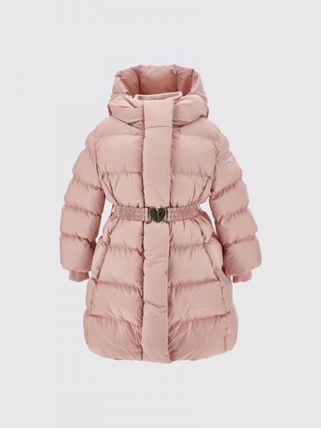 Monnalisa Girl's Long Nylon Down Jacket with Hood and Belt