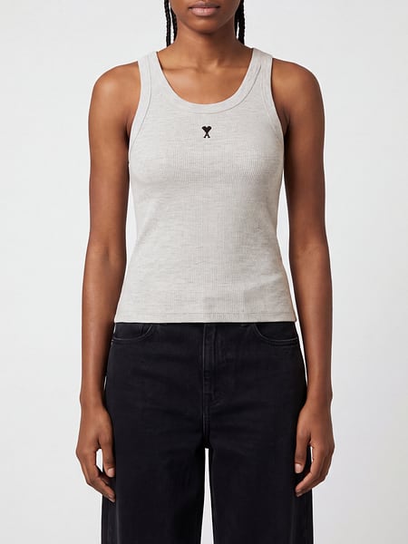 Ami Paris Slim Fit Stretch-Cotton Off-The-Shoulder Top with Embroidered Logo