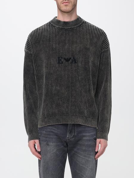 Cotton Blend Crewneck Jumper Emporio Armani with Tone-on-Tone Logo