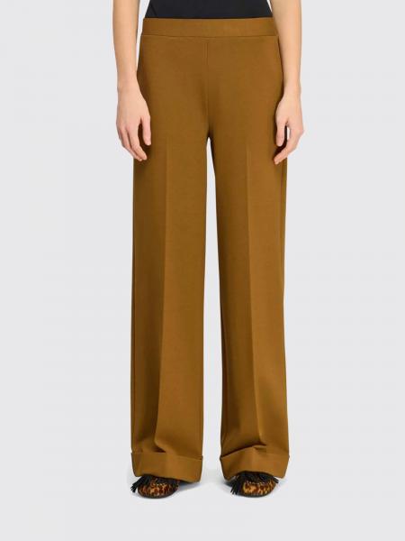 Cropped Slim Fit Trousers Semicouture in Viscose Blend with Mid-Rise Waist