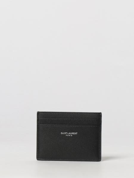 SAINT LAURENT 光滑小牛皮平纹卡夹，饰有字母徽标