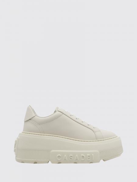 Nexus Smooth Leather Platform Wedge Sneakers Casadei