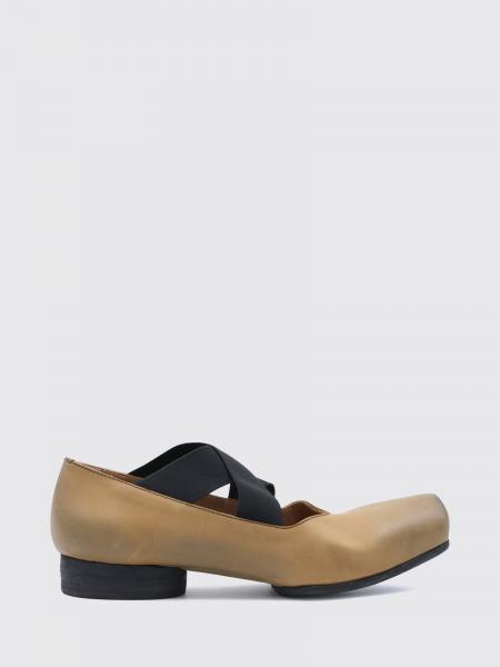 Mary-Jane-Ballerinas Uma Wang aus Leder mit eckiger Spitze und elastischen Schnürsenkeln