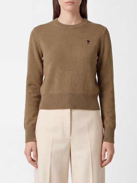 Slim Fit Merino Wool Jumper Ami Paris with Embroidered Ami de Coeur Logo