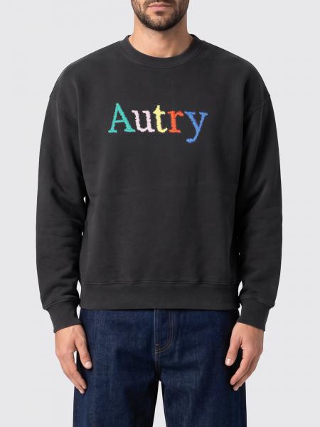 Autry Cotton Crewneck Jumper with Contrast Logo and Dropped Shoulders