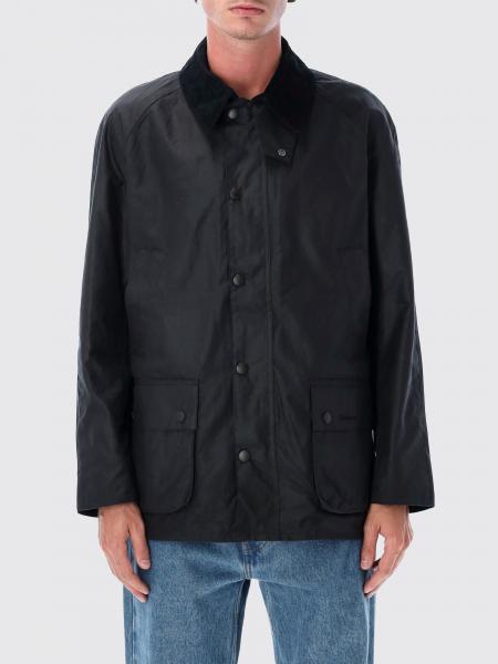 Ashby Waxed Cotton Barbour Jacket with a Corduroy Collar and Pockets