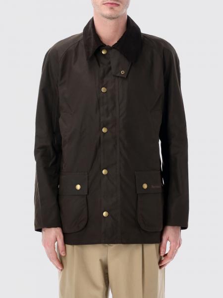 Ashby Waxed Cotton Barbour Jacket with a Corduroy Collar and Pockets
