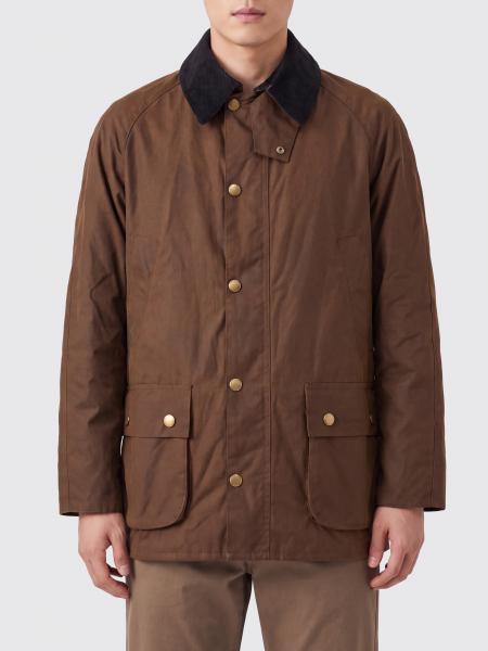 Ashby Waxed Cotton Barbour Jacket with a Corduroy Collar and Pockets