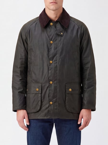 Ashby Barbour Jacke aus gewachster Baumwolle mit Cordkragen und Taschen