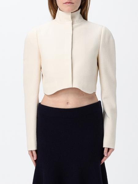 Alaïa Tailored Cropped High-Neck Jacket in Wool Crêpe