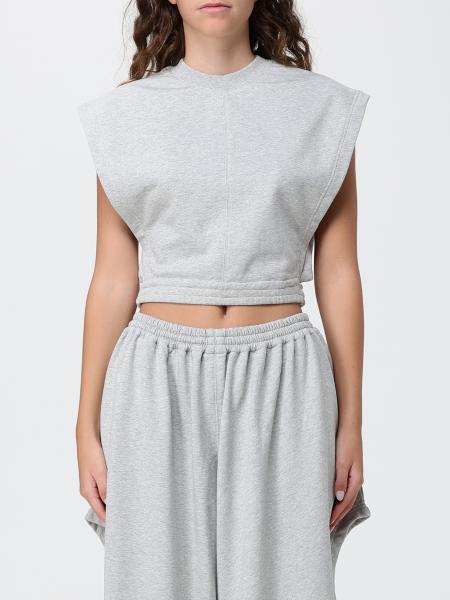 Cropped Sporty Cotton Top Alaïa with Cap Sleeves