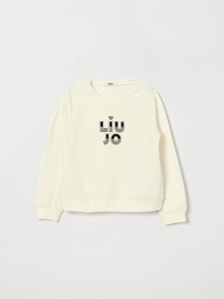 Liu Jo Girl's Cotton Sweatshirt with Rhinestone Logo and Elasticated Hem