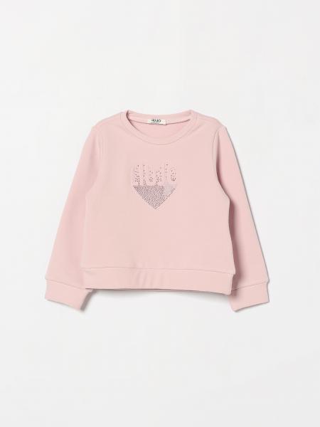 Liu Jo Girl's Cotton Sweatshirt with Rhinestone Logo and Elasticated Hem