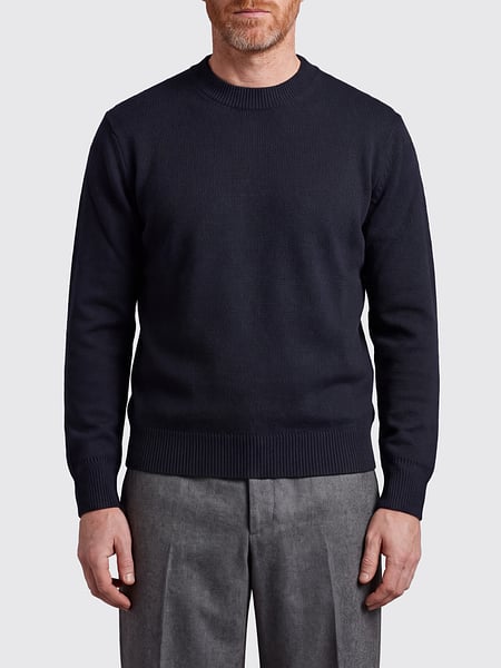 Paolo Pecora Wool Crew Neck Jumper with Long Sleeves and Ribbed Trims