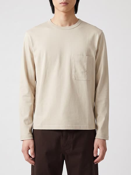 Lemaire Relaxed Fit Cotton Crew Neck Sweatshirt with Patch Pocket
