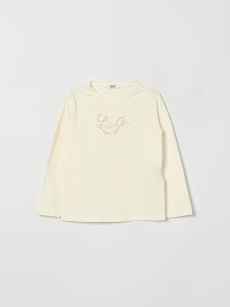 Liu Jo Girl's Long-Sleeved Cotton T-Shirt with Embroidered Logo and Rhinestones