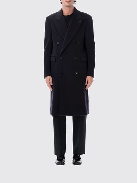 Lardini Ghost Double-Breasted Virgin Wool Coat with Classic Collar