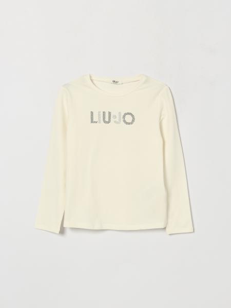 Liu Jo Girl's Long-Sleeved Cotton T-Shirt with Embroidered Logo and Rhinestones