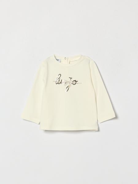 Liu Jo Girl's Long-Sleeved Cotton T-Shirt with Laminated Logo and Rhinestones