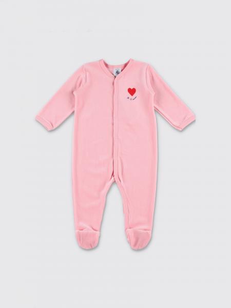 Strampler für Neugeborenes Petit Bateau aus Samt mit Herz-Print und Füßchen