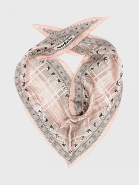 Acne Studios Triangular Bandana in Organic Silk with Check Print
