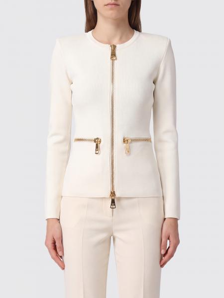 Elisabetta Franchi Slim Fit Cardigan in Stretch Viscose with Metal Zip