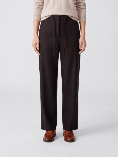Weit geschnittene Hose 'S Max Mara aus reiner Wolle mit Kordelzug in der Taille