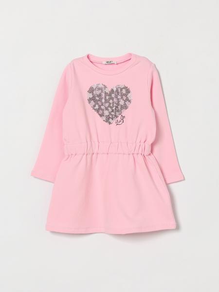 Liu Jo Girl's Heart Print Cotton Sweatshirt Dress with Rhinestone Logo