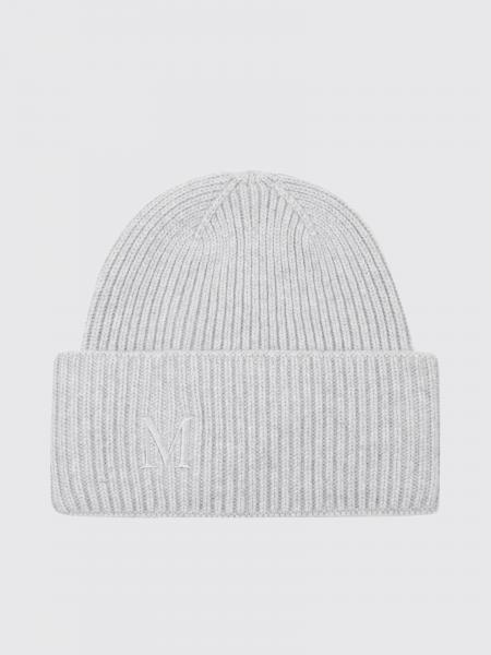 Bonnet beanie MAX MARA en laine côtelée avec logo jacquard et revers