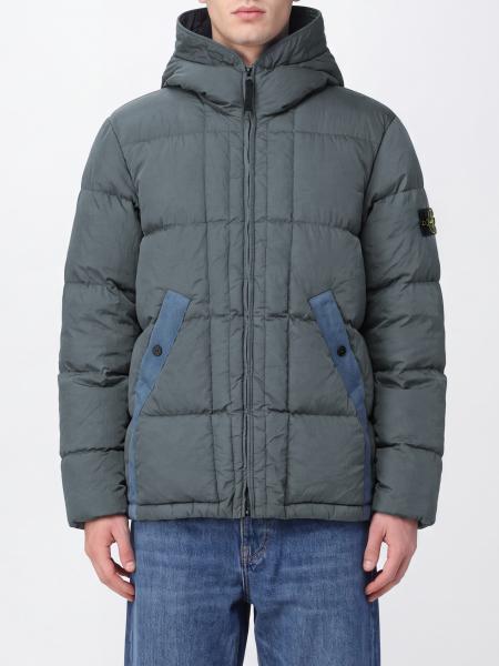 Stone Island Short Down Jacket in Recycled Nylon with Hood and Compass Logo