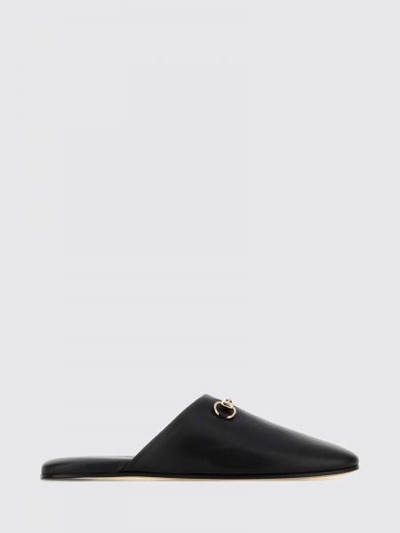 Flat Nappa Leather Mules Gucci with Horsebit Detail