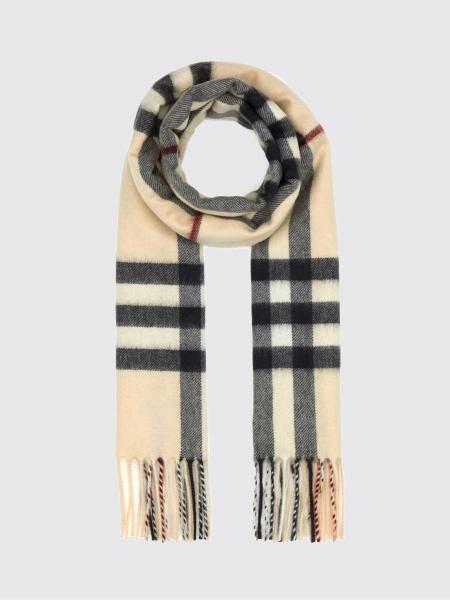 Sciarpa Burberry in puro cashmere con motivo check e fondo sfrangiato
