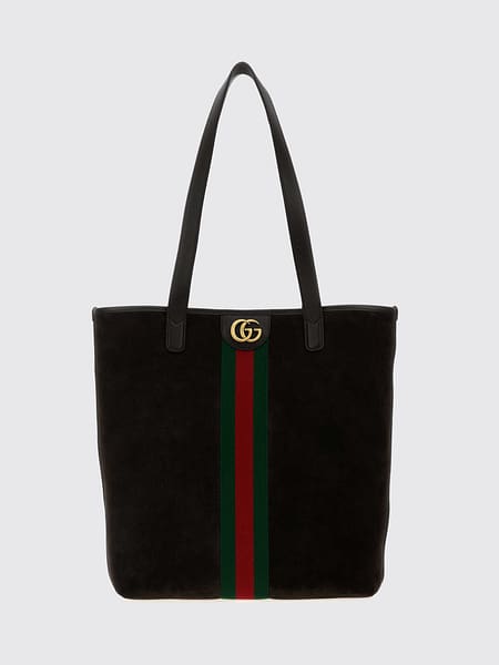 Sac cabas Ophidia Gucci en daim avec monogramme GG et bande Web
