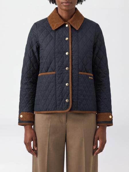 Quilted Shirt Jacket Barbour in Waxed Cotton with a Contrasting Velvet Collar