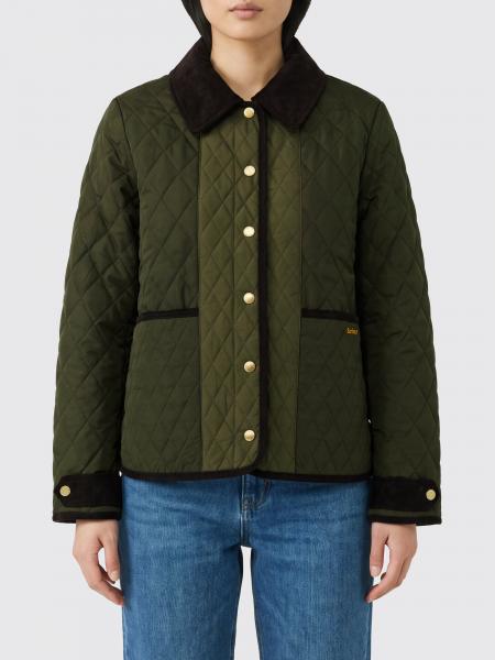 Quilted Shirt Jacket Barbour in Waxed Cotton with a Contrasting Velvet Collar